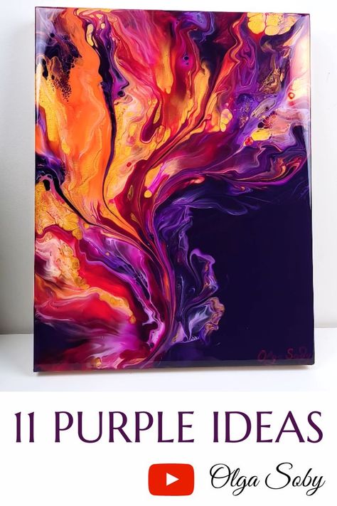 Royal Color Palette, Pour Painting Ideas, Abstract Art Ideas, Purple Abstract Art, Pour Painting Techniques, Satisfying Art, Purple Painting, Acrylic Art Projects, Abstract Art Painting Techniques