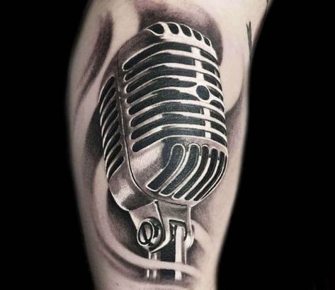 Tattoo photo - Microphone tattoo by Peter Hlavacka Vintage Tattoo Men, Mic Tattoo, Steve Butcher Tattoo, Microphone Tattoo, Pocket Watch Tattoos, Music Notes Tattoo, Gamer Tattoos, Design Tattoos, Music Tattoo Designs