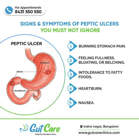 Peptic ulcer disease occurs when open sores, or ulcers, form in the stomach or first part of the small intestine. People who frequently take pain relievers are more likely to develop ulcers. Abdominal pain is the most common symptom of a peptic ulcer. The pain may be dull or burning and may come and go over time. #PepticUlcerSymptoms #Ulcers #GutcareClinics Ulcer Symptoms, Diy Natural Detergent, High Blood Sugar Symptoms, Decrease Appetite, When To Plant Vegetables, Kidney Detox, Small Intestine, Bloated Stomach, Slippery Elm