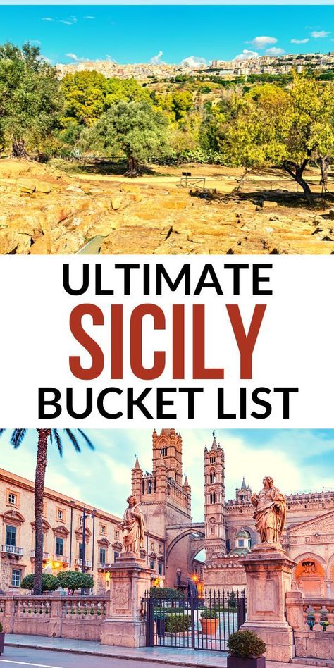 Images from Sicily Italy. Agrigento Greek Ruins and Kolymbethra Gardens. Bottom: Palermo Cathedral. Things To Do In Sicily, Southern Italy Travel, Italy Culture, Italy Trip Planning, Visit Sicily, Sicily Travel, Italy Destinations, Explore Italy, Italy Travel Tips