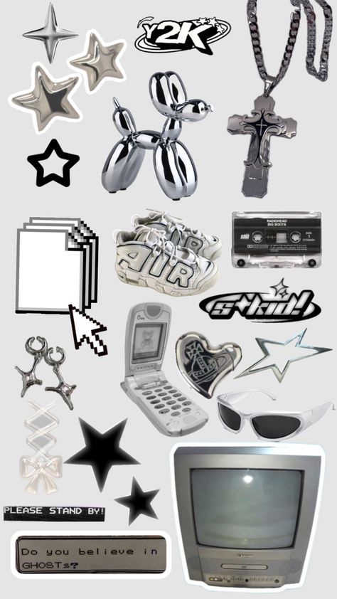 Y2k Inspiration Board, Stargirl Aesthetic Stickers, Y2k Scrapbook Stickers, Y2k Aesthetic Decor, Y2k Png Scrapbook Sticker, Y2k Inspo Board, Y2k Grunge Stickers, Scrapbook Ideas Y2k, Y2k Scrapbook Aesthetic