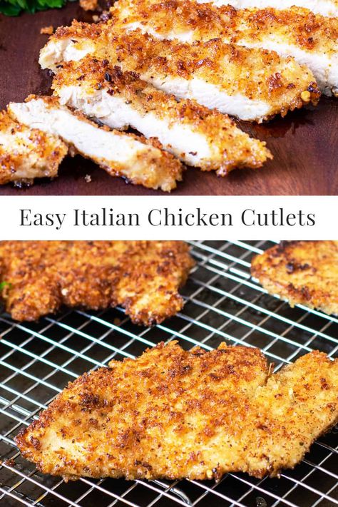 Easy Chicken Cutlet Recipes, Italian Chicken Cutlets, Easy Italian Chicken, Chicken Cutlet Recipes, Breaded Chicken Recipes, Chicken Cutlet, Italian Chic, Cutlets Recipes, Italian Chicken