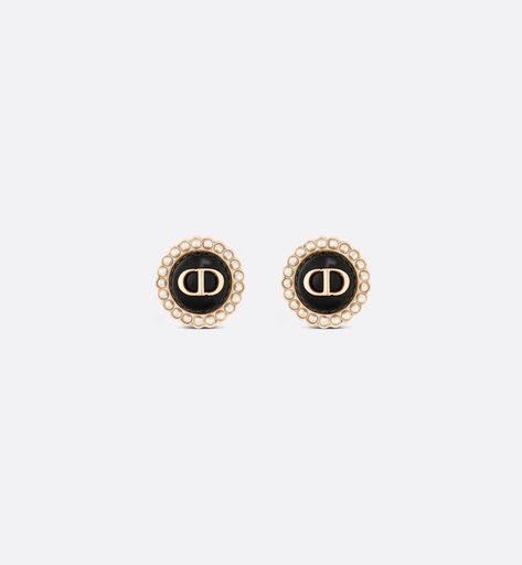 Petit CD Baroque Stud Earrings Gold-Finish Metal with White Resin Pearls and Black Glass | DIOR Dior Earrings Pearl, Dior Star, Dior Earrings, Icon Shoes, Expensive Jewelry Luxury, Dior Jewelry, Star Shoes, Expensive Jewelry, Earrings Pearl