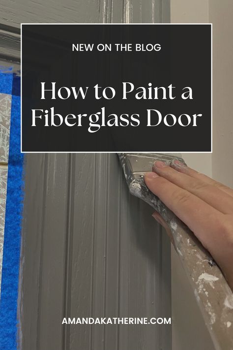 The front door is a fiberglass door, though I’m unsure on brand. Therma-True is a common brand name for front doors we commonly use for our client homes when they’re working with builders. Fiberglass make really quality doors because they don’t shrink or swell with the elements or rot or split like a solid wood door can. They are also fairly easy to paint! Painting Fiberglass Exterior Doors, Painting A Fiberglass Door, How To Paint Fiberglass Front Door, How To Paint A Fiberglass Door, Paint Fiberglass Front Door, Painting Exterior Doors, Painting Fiberglass Door, Staining Fiberglass Door, Paint Exterior Door