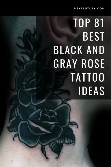 Aside from the timeless red rose tattoo, black and gray rose tattoos are arguably the most recognizable tattoos across all styles of rose related body art. Black And Grey Roses Tattoo Design, Black Rose Tattoos Men, Black And Grey Rose Tattoo Realistic, Black Rose Tattoos For Women, Cover Up Tattoos For Men Shoulder, Blacked Out Rose Tattoo, All Black Tattoo Cover Up, Black Rose Tattoo Coverup, Black Roses Tattoo