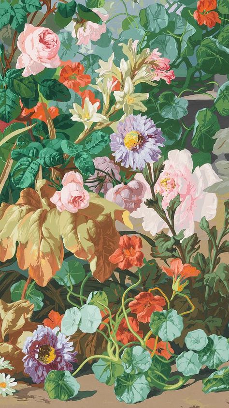 Flower Garden Illustration, Wallpaper Botanical, Android Art, Botanical Vintage, Background Flower, Garden Illustration, Painting Collage, Flower Vintage, Iphone Wallpaper Vintage