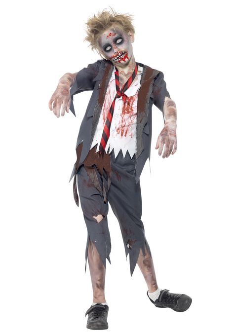 Zombie School Boy Costume Boy Zombie Costume, Zombie Fancy Dress, Zombie School, Zombie Man, Makeup Zombie, Boys Fancy Dress, Zombie Halloween Costumes, Gothic Costume, Zombie Costume