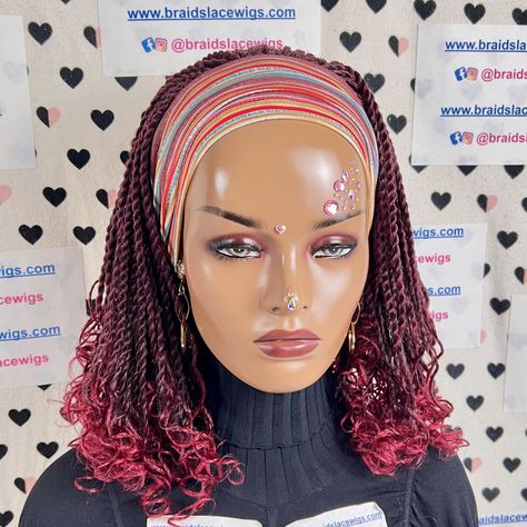 Headband Twist Curly Braided Wig. To order go to the link 👉 www.braidslacewigs.com . . . . . . . . . . . . . . . . . . #headbandwig #curlywig #twistbraids #braidedwigs #braids #lacewigs #twiststyles #curledhair #curlsoncurls #curlspirations #curlygirlmethod #blackgirlmagic #blackownedbusiness #curledhair #blackgirlhairstyles #curlcrush #wigsforblackwomen #hairinspiration #wiglife #braidwig #curlfriends #wigsforsale #wigshop #messybraid #curly #messyhair #curlspecialist #bohobraids #goddessbr... Curly Twist Braids, Wigs For Black Women Burgundy, Curly Braid, Short Twist, Curly Twist, Twisted Braids, Braid Wigs, Braid Headband, Braids Wigs