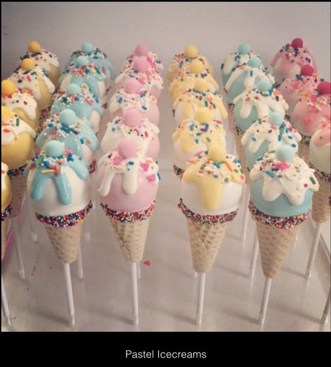 Ice Cream Cakesicles, Sweet One Cake Pops, Cakepop Display Ideas, Unique Cake Pops, Squishmallow Cake Pops, Ice Cream Cake Pops Tutorial, Ice Cream Cones Cake Pops, Cake Pop Ideas, Cake Pops In Ice Cream Cones