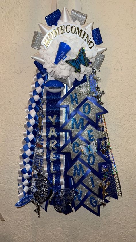 Blue homecoming mum, Texas Football, Homecoming, Homecoming braids Junior High Homecoming Mum, Star Homecoming Mum, Two School Homecoming Mum, Double Mum Ideas, Sophomore Mum Homecoming, Mums Homecoming Junior Year, Kindergarten Homecoming Mum, Cheer Homecoming Mums Ideas, Homecoming Mum Junior Ideas