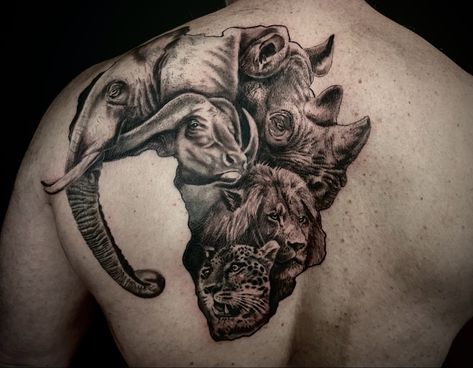 I’ve always wanted the big five but was blown away by the artist take on it. Africa Tattoo, Africa Tattoos, The Big Five, The Artist, Tatting, Tattoos