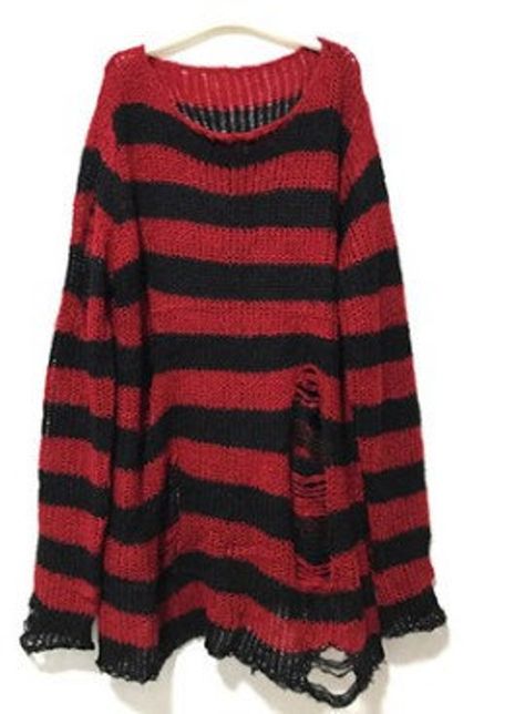 Dark Streetwear, Styl Grunge, Stripe Outfits, Grunge Look, Streetwear Tops, Estilo Punk, Unisex Sweater, Long Sleeve Pullover Sweater, Style Punk