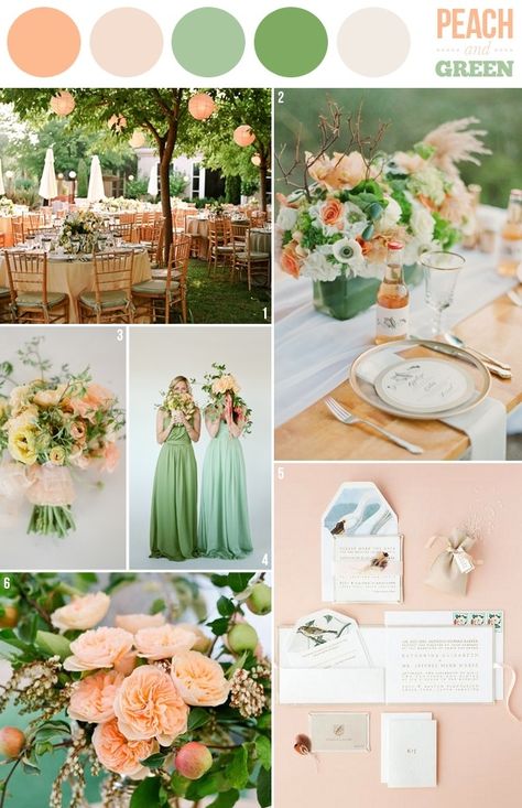 wedding color combination: peach and green by babyfin    Beautiful colour tints for a cake design. Peach And Green Wedding, 2014 Wedding Trends, Wedding Color Palettes, Popular Wedding Colors, Wedding Color Combinations, Best Wedding Colors, Wedding Motifs, Wedding Color Trends, Green Inspiration