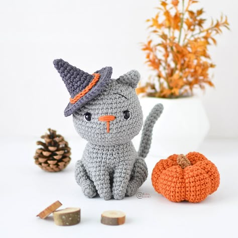 Pumpkin Amigurumi, Cat With Pumpkin, Pumpkin Crochet Pattern, Baby Blanket Knitting Patterns, Crochet Koala, Kat Haken, Crochet Pour Halloween, Crochet Autumn, Pumpkin Crochet