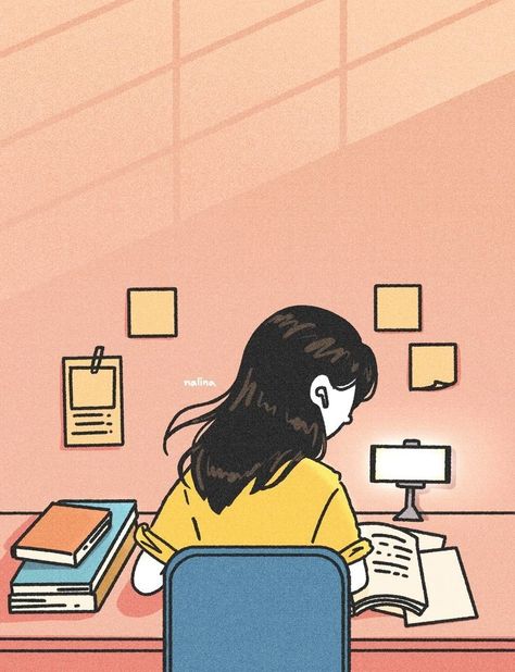 Studying Girl, Korean Illustration, Study Pictures, Illustration Art Girl, Cover Girl, Kawaii Wallpaper, Girls Cartoon Art, Girly Art, Cartoon Art Styles