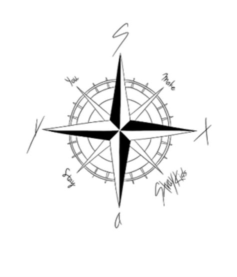 Skz Compass Tattoo, Stray Kids Compass Tattoo, Stray Kids Tattoo Ideas, Stray Kids Tattoo, Kpop Tattoos, Idea Tattoo, Compass Logo, Epic Tattoo, Fantasy Tattoos