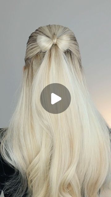 Alex Gaboury on Instagram: "A slowed down version of the hair bow hair tutorial🎀 Comment any questions you have ✨ #hairbow #hairstyle #hairvideos #longhairstyles #hairtutorial #halfup #holidayhair" How To Do A Bow In Your Hair Half Up, Bow In Hair Half Up Half Down, Half Up Half Down Bow Hairstyle Tutorial, Hair Bow Tutorial Hairstyle Half Up, Half Up Bow Hairstyle Tutorial, Bow Made Out Of Hair Tutorial, How To Make Bow With Hair, The Bow Hairstyle, Glinda Hair Tutorial