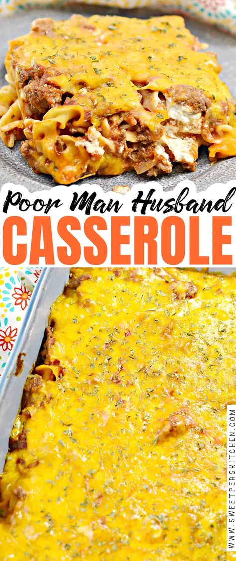 Husband Casserole, Poor Mans Recipes, Cheap Casseroles, Cheap Casserole Recipes, Baked Food, Ground Beef Casserole Recipes, Poor Man, Beef Casserole Recipes, Ground Beef Casserole