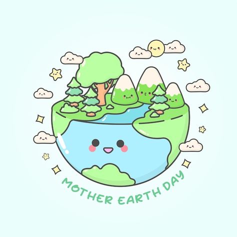 Cute Earth Drawings, Earth Doodle, Earth Day Illustration, Cute Facial Expressions, Yard Statues, Aesthetic Highlight Covers Instagram Pink, Cute Earth, Earth Day Drawing, Earth Drawings