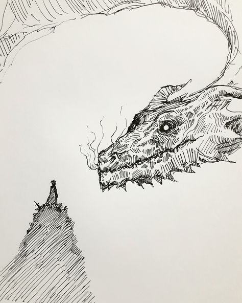 My Old Drawing - Dragon, A. Shipwright on ArtStation at https://www.artstation.com/artwork/EVEW8K A Shipwright, Knight Drawing, Dark Souls Artwork, Old Dragon, Dragon Sketch, Pen Art Drawings, Fantasy Drawings, Art Tools Drawing, Creature Drawings