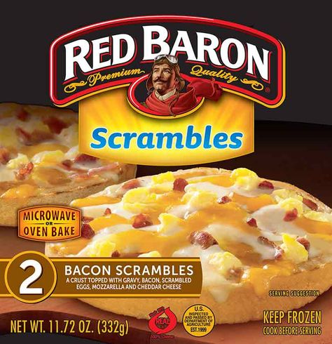 Nothing makes bacon better than a RED BARON® Bacon Biscuit-Style Scrambles Pizza. Red Baron Breakfast Pizza, Red Baron Pizza, Microwave Breakfast, Best Freeze Dried Food, Breakfast Pizza Recipe, Frozen Breakfast, Bacon Breakfast, Grocery Foods, Red Baron