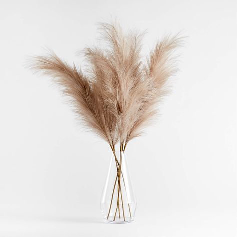 Noel Mauve Faux Pampas Grass Stem 39" by Leanne Ford | Crate and Barrel Decorative Branches, Faux Pampas, Faux Stems, Ford Interior, Faux Grass, Braided Jute Rug, Unique Furniture Pieces, Branch Decor, Parade Of Homes