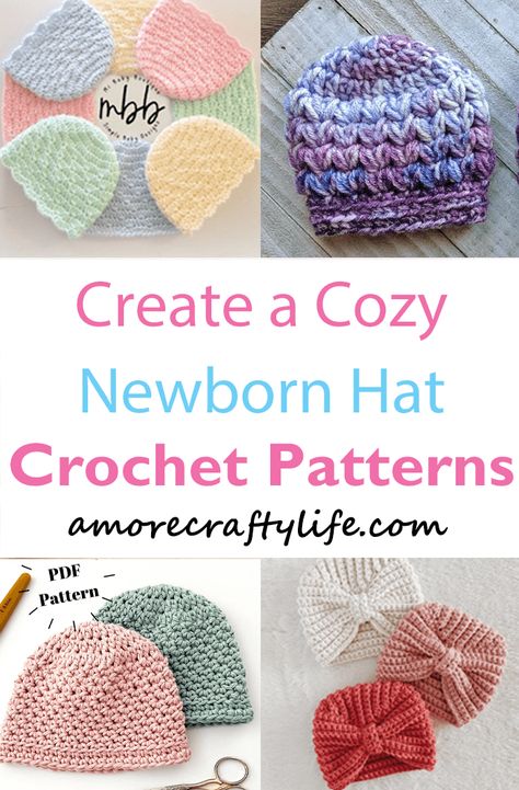 15 Cute Crochet Newborn Hat Patterns - A More Crafty Life Baby Beanie Crochet Pattern, Crochet Baby Hats Girl, Newborn Pattern, Baby Bonnet Pattern, Crochet Newborn Hat, Beanie Hat Pattern, Fall Hat, Crochet Newborn, Crochet Baby Beanie