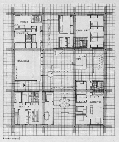 Miller House, Columbus OH (1953-57) | Eero Saarinen Eero Saarinen Architecture, Robert Mallet Stevens, Miller House, Columbus Indiana, Piscina Interior, Miller Homes, Walter Gropius, Eero Saarinen, Mid Century Modern House