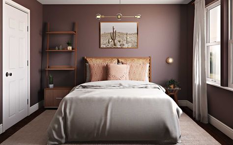 Aubergine Bedroom, Classic Contemporary Bedroom, Mauve Bedroom, Mauve Walls, Contemporary Bedroom Design, Bedroom Decor For Couples, Gold Bedroom, Brown Bedroom, Perfect Bedroom