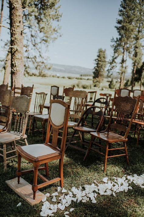 Wedding Ceremony Seating, Custom Tables, Deco Champetre, Ceremony Chairs, Eclectic Wedding, Hippie Wedding, Future Wedding Plans, Antique Wedding, Wildflower Wedding