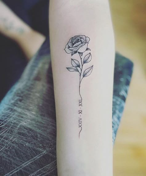 Birthday Date Tattoos, Wedding Date Tattoos, Roman Numbers Tattoo, Tattoos For Dad Memorial, Roman Numeral Tattoo, Numeral Tattoo, Basic Tattoos, Roman Numeral Tattoos, Rose Tattoos For Women