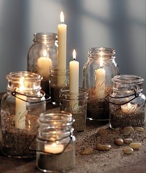 TONS of stuff u can do with mason jars <3 Jar Decorating Ideas, Joululahjat Diy, Vasos Vintage, Woman Cave, Mason Jar Centerpieces, Mason Jar Candles, Diy Decorating, Mason Jar Crafts, Trip Ideas