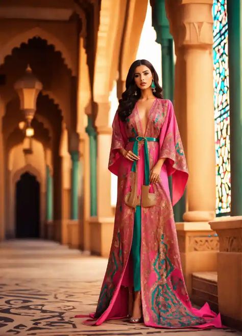 Arabian Outfits For Women, Arabian Night Party, Night Party Outfits, Arabian Outfit, Night Party Outfit, Morocco Kaftan, Arab Dresses, Caftan Simple, Arabian Nights Party