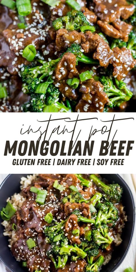 Mongolian Beef And Broccoli Recipe, Mongolian Beef And Broccoli, Instant Pot Mongolian Beef, Gluten Free Dairy Free Dinner, Gluten Free Instant Pot Recipes, Beef And Broccoli Recipe, Gluten Free Instant Pot, Healthy Instant Pot, Dairy Free Recipes Dinner