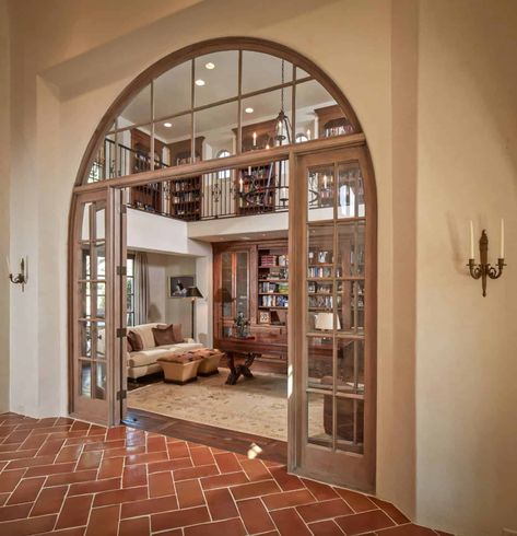 Step inside this incredibly beautiful Mediterranean style home in Texas Mediterranean Office, Spanish Style Home Interior, Tuscan Homes, Spanish Style Architecture, House Flippers, Mediterranean Style Home, Mediterranean Style Homes, Internal Door, Tuscan House