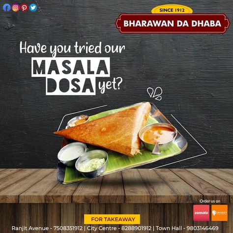 If you haven't tried our Paneer Masala Dosa yet, you have to put it on your Must-Try list for this week! For Takeaways, Please Contact On Below Numbers Ranjit Avenue - 7508351912 City Centre - 8288901912 Town Hall - 9803146469 #bharawandadhaba #multicuisinerestaurant #pureveg #since1912 #worldfamous #breakfast #lunch #dinner #familydining #placestoeat #northindianfood #chinese #snacks #southindian #foodbloggers #foodbloggersindia #amritsarrestaurants #orderonline #instafoodapps Paneer Masala, Masala Dosa, Chinese Snacks, Chocolate Pictures, Easy Food Art, Food Graphic Design, Food Poster Design, Family Dining, South Indian Food