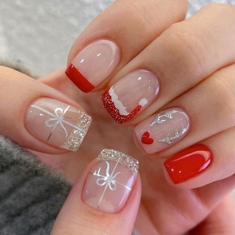 PRICES MAY VARY. 【Christmas Decorations Press On Nails】：SHANRUN all fake nails, press on nails, nail kits are made of environ-mentally friendly acrylic resin material, which is non-toxic, tasteless and environmentally friendly, won’t hurt your hands.Get salon-like nails in 5 mins! 【What You Will Get】:A box contains 24 fake nails, a nail file and 24 jelly glues,an orange wood stick, a set of cleaning cotton,the fake nails are divided into 12 different sizes.The soft elastic and seamless cuticle l Christmas Short Press On Nails, Kids Christmas Press On Nails, Holiday Nails Snowmen, Christmas Press On Nails Short, Press On Nails Short, Nails Press, Cute Christmas Nails, Christmas Gel Nails, Christmas Nail Art Designs