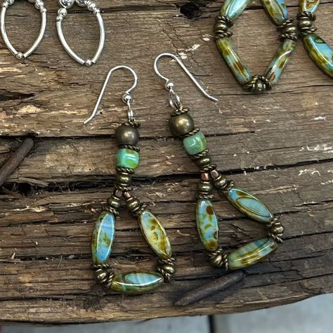 These Earrings Have Such Pretty Earthy Colors And A Boho Vibe! They’re Lightweight And Have Great Movement. They’re Made With Antiqued Brass And Aqua, Blue, Green And Brown Beads Then Finished Off With .925 Sterling Silver Ear Wires. They’ve Been Sealed And Polished With Renaissance Jewelry Wax To Keep Them Looking Beautiful For A Long Time! *No Two Pieces Will Ever Be Completely Identical As Each Piece Is Made By Hand. Handmade Items Have Natural Imperfections As They Are Not Mass Made. Please Morrocan Jewelry, Wired Jewelry, Necklaces Boho, Czech Jewelry, Jewelry Wax, Bo Ho, Earrings Patterns, Studio Jewelry, Earthy Jewelry