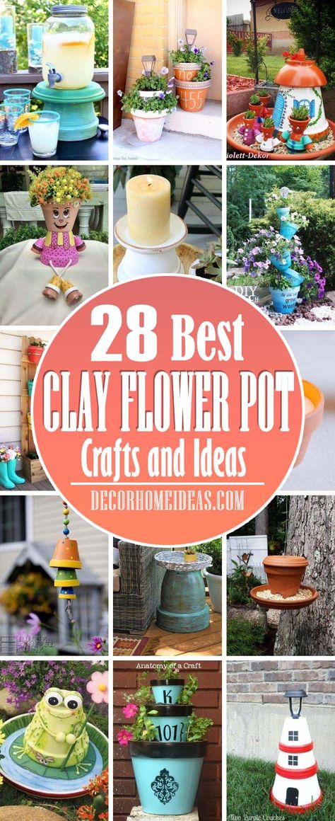 Best Clay Flower Pot Crafts. Simple, easy, and fun clay flower pot crafts and ideas. Make terra cotta pot crafts for all holidays - Christmas, Halloween, Thanksgiving, Easter, etc. #decorhomeideas Diy Terra Cotta Pots, Terra Cotta Pot Crafts Diy, Small Clay Pot, Small Terracotta Pots, Crafts Simple, Pot Decor, Clay Pot Projects, Flower Pot People, Clay Pot People