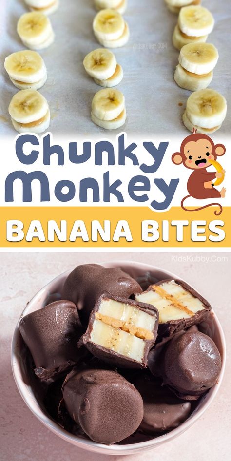 Chunky Monkey Banana Bites (Easy No-Bake Treats for Kids!) Meals For Picky Kids, Clean Eating For Kids, Peanut Butter And Chocolate Chips, Fruit Dips, Dips Recipes, Monkey Banana, Baked Dessert, Healthy Snack Ideas, Picky Kids