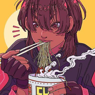 Favorites | Redbubble Noodle Poster, Eat Manga, Cartoon Eating, Noodles Eating, Ramen Cup, Cup Ramen, Noodle Art, Part Time Job, Eating Ramen