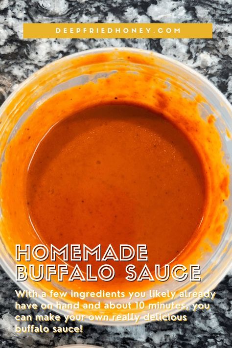 Homemade Buffalo Sauce • deepfriedhoney Homemade Buffalo Wing Sauce, Mild Buffalo Sauce Recipe, Diy Buffalo Sauce, Buffalo Sauce Recipe Easy, Easy Buffalo Sauce, Easy Homemade Buffalo Sauce, Buffalo Chicken Sauce, Buffalo Sauce Recipe, Fresno Peppers