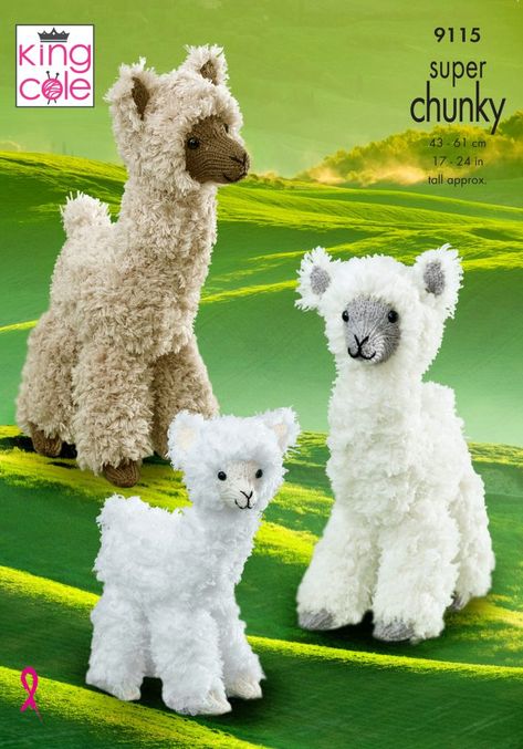 Easy to Follow Alpacas Knitted in Tufty Knitting Patterns - King Cole Super Chunky Wool, Double Knitting Patterns, Alpaca Toy, Animal Knitting Patterns, Soft Toy Patterns, Super Chunky Yarn, Chunky Knitting Patterns, Chunky Knitting, Knitting Patterns Toys