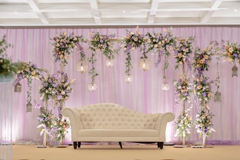 Love in Lavender🪻 Keerti & Muthappa Design, Production & Decor - @elegantweddingsindia Gorgeous Venue - @valura_venue Photography - @platform_9n3.4 #weddingdecor #elegantweddingsindia #weddingvenuebangalore #indianweddings Lavender Flower Decor, Elegant Wedding Stage, Engagement Stage, Weddings 2024, Small Stage, Engagement Stage Decoration, Reception Stage, Reception Stage Decor, Venue Photography