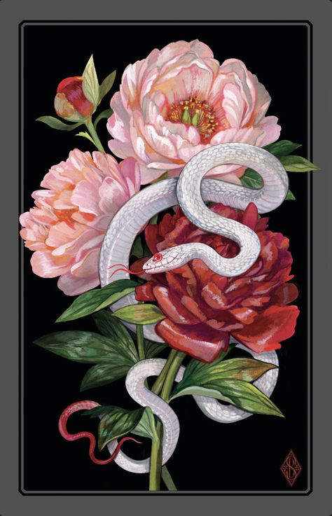 STORE — Feralcatbox Floral Snake, Snake Drawing, Hawaiian Art, Snake Art, Dark And Light, Science Art, Blooming Flowers, Textile Prints, Snakes