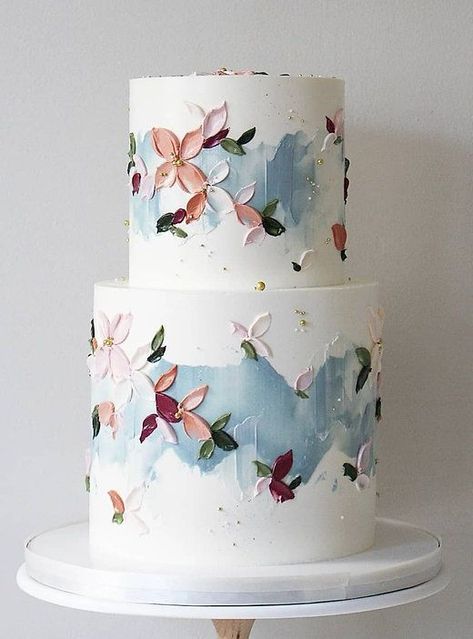 Wedding Cake Designs Colorful, Beautiful Cakes Elegant, Latest Cake Trends, Artistic Wedding Cake, Artsy Cake, Wedding Cake Watercolor, Trending Cake Designs, Pastel Wedding Cake, Wedding Cake Simple