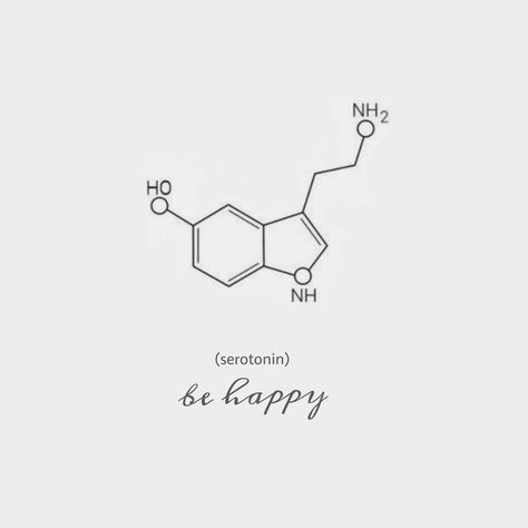 Happy Molecule Tattoo, Lab Tech Tattoo Ideas, Serotonin Wallpaper, Happy Tattoo Ideas, Serotonin Aesthetic, Chemistry Tattoos, Be Happy Tattoo, Tattoo Simplistic, Chemical Structure Tattoo