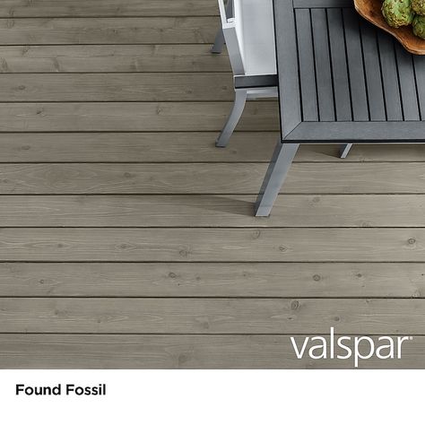 Valspar Found Fossil Semi-transparent Exterior Wood Stain and Sealer (1-Gallon) in the Exterior Stains department at Lowes.com Gray Deck Stain Colors, Gray Deck Stain, Grey Deck Stain, Seasonal Campsite, Gray Deck, Deck Stain Colors, Grey Deck, Semi Transparent Stain, Deck Stain