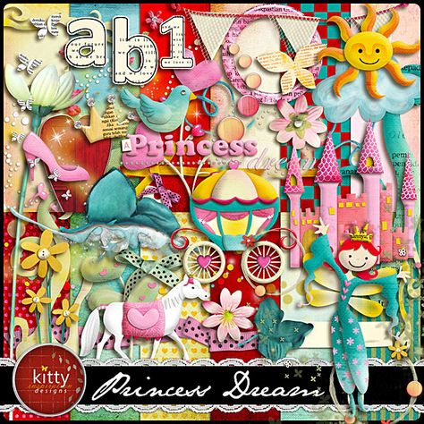 Oscraps :: Shop by Designer :: Kitty Designs :: Princess Dream Colour My World, Free Digital Scrapbooking Kits, Digital Art Journal, Scrapbook Kits Free, Princess Kitty, Digital Paper Free, Free Digital Scrapbooking, Rainbow Bright, Digi Scrap