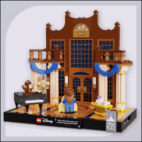 Lego Beauty And The Beast, Disney Lego Ideas, Beauty And The Beast Ballroom, Lego Set Display, Disney Lego Sets, Lego Display Ideas, Mrs Potts And Chip, Disney Lego, Easy Lego Creations